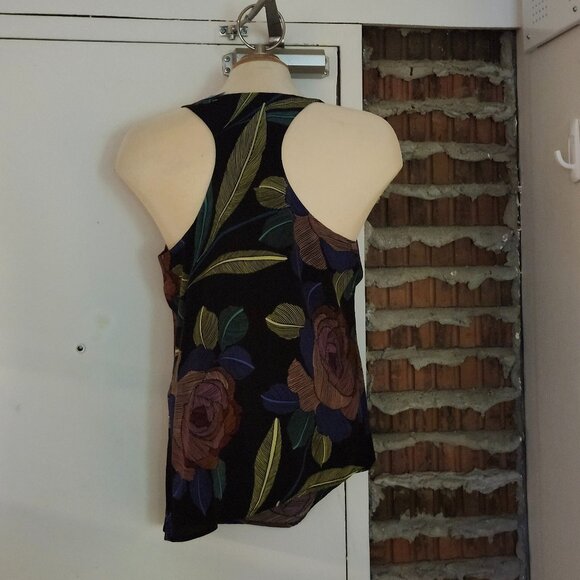 Trina Turk Racerback Tank Halter Top Chain Leaf Print Silk Size L Large - Picture 1 of 5